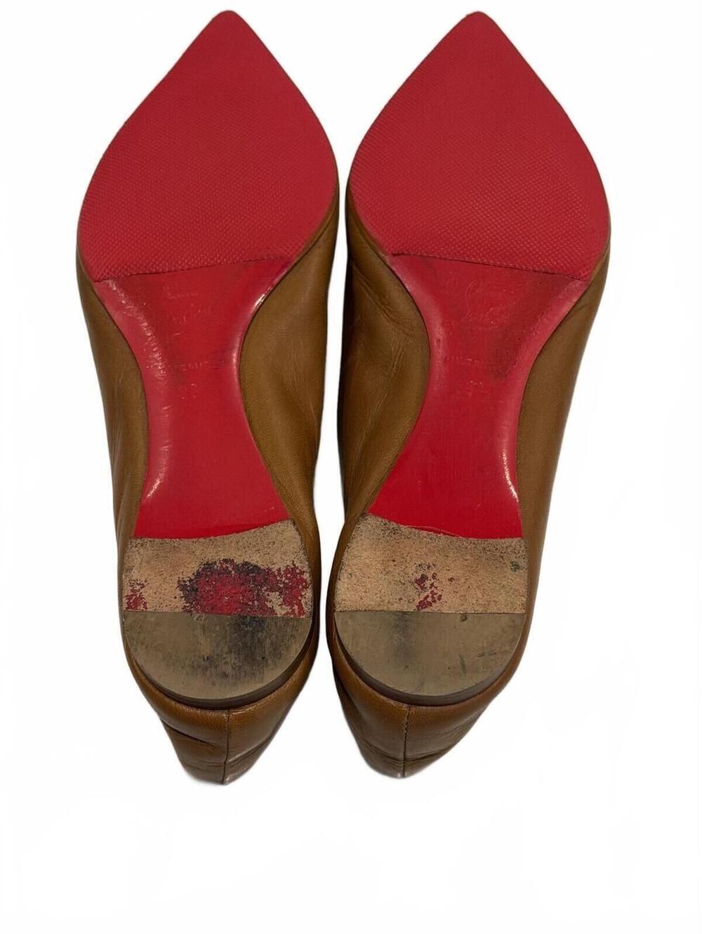 Women's Christian Louboutin Ballalla Café Crème Leather Flats - Size 36.5 - Picture 5 of 12